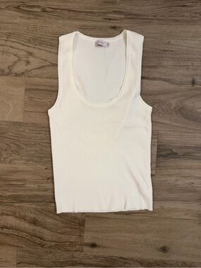 THANNE Ribbed Cream Tank Top Size M/L